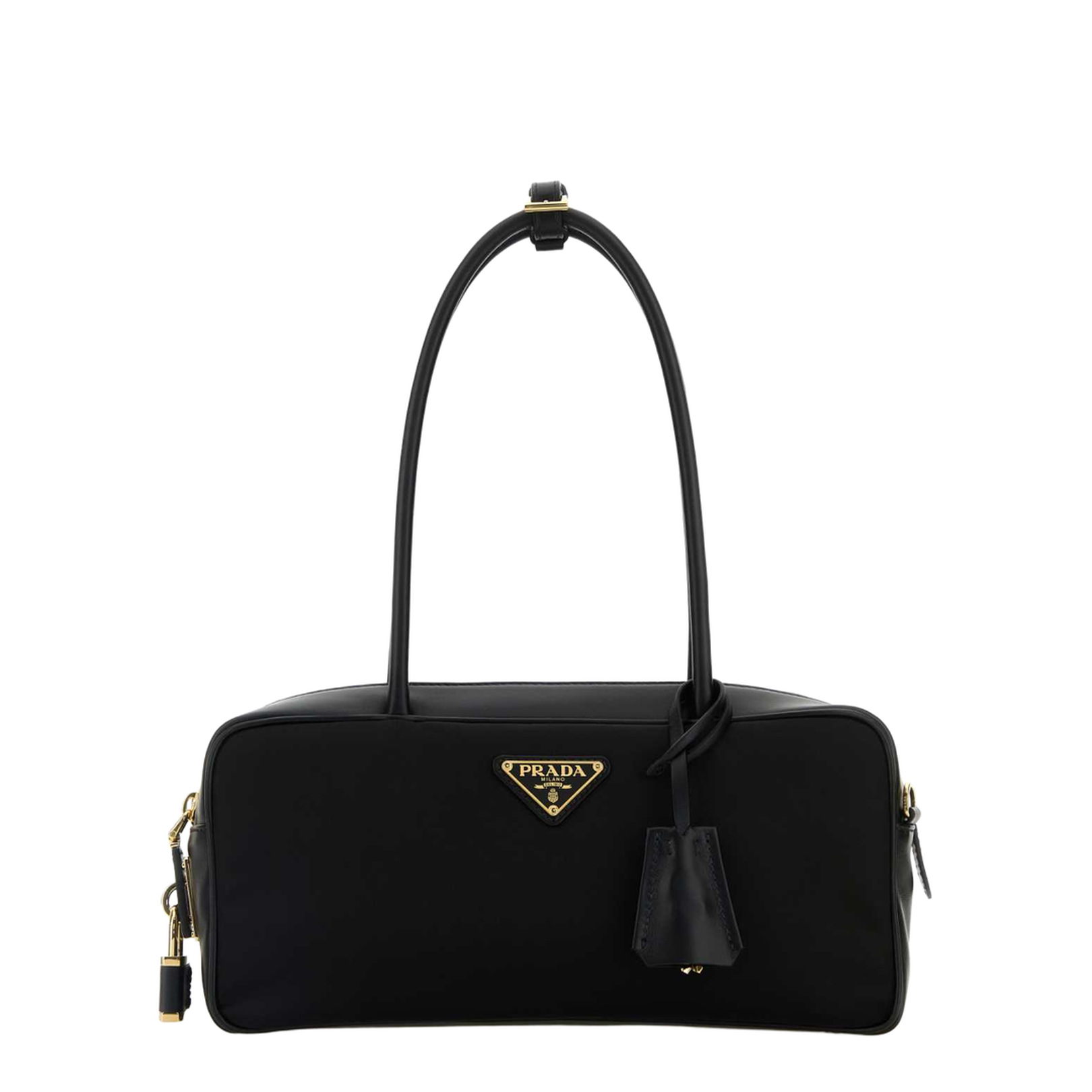 Black Leather And Re-Nylon Handbag