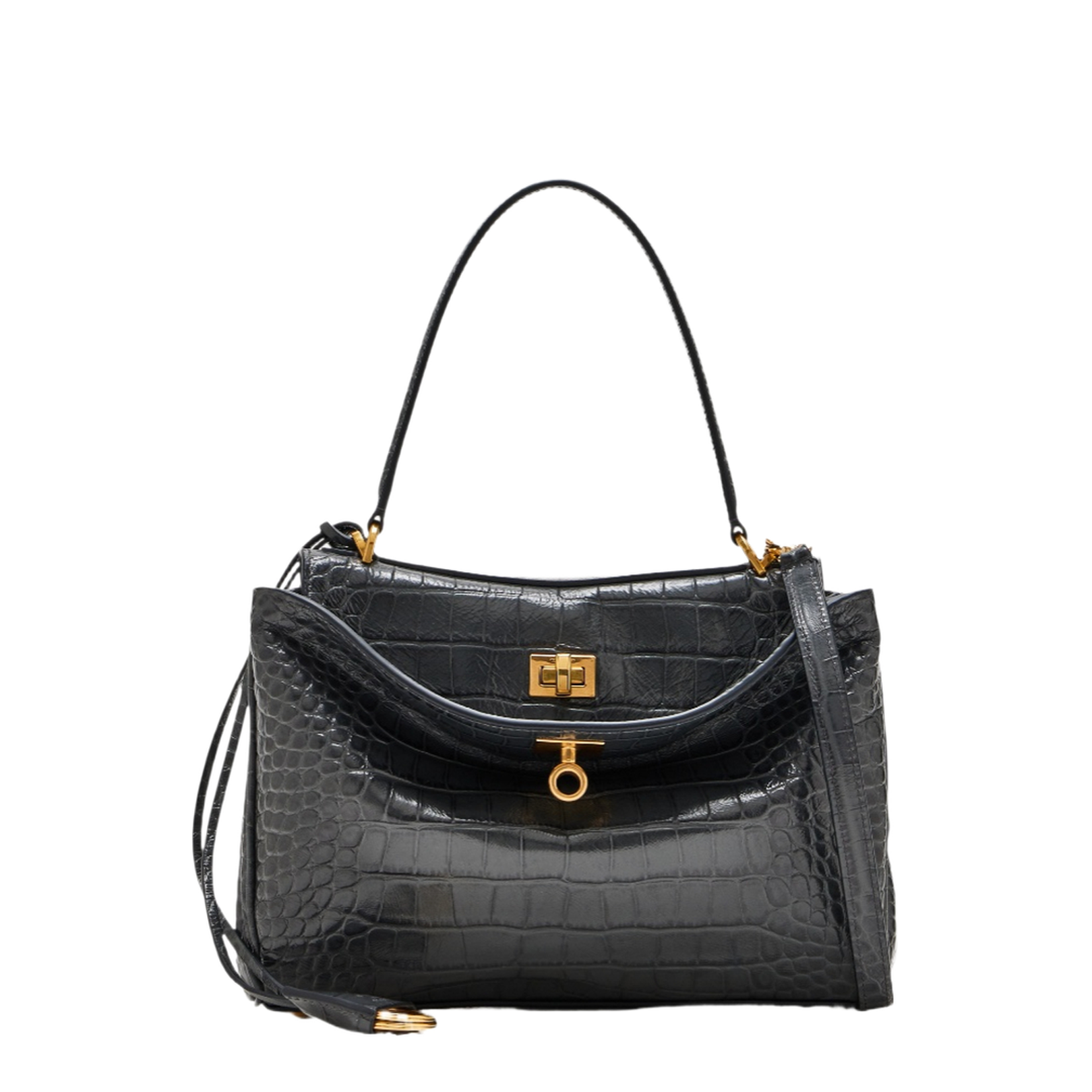Rodeo Shoulder Bag In Crocodile-print Leather