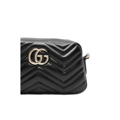 GG Marmont Small Matelassé Leather Camera Bag - Black