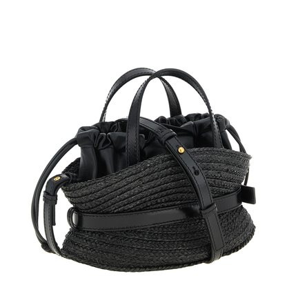 Shuffle Mini Bag in Calfskin and Raffia