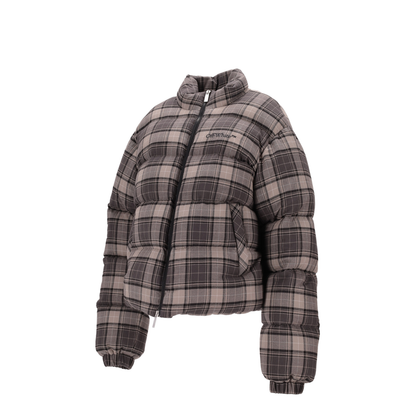 Spray Arr Check Flan Down Jacket Dark Grey