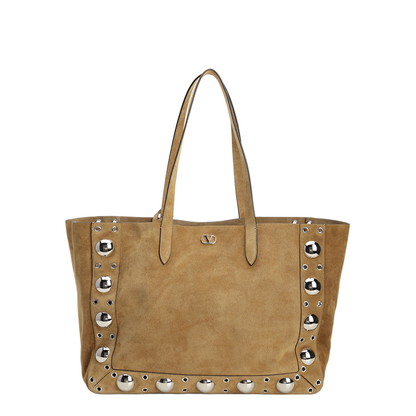 Beige Suede Shopping Bag