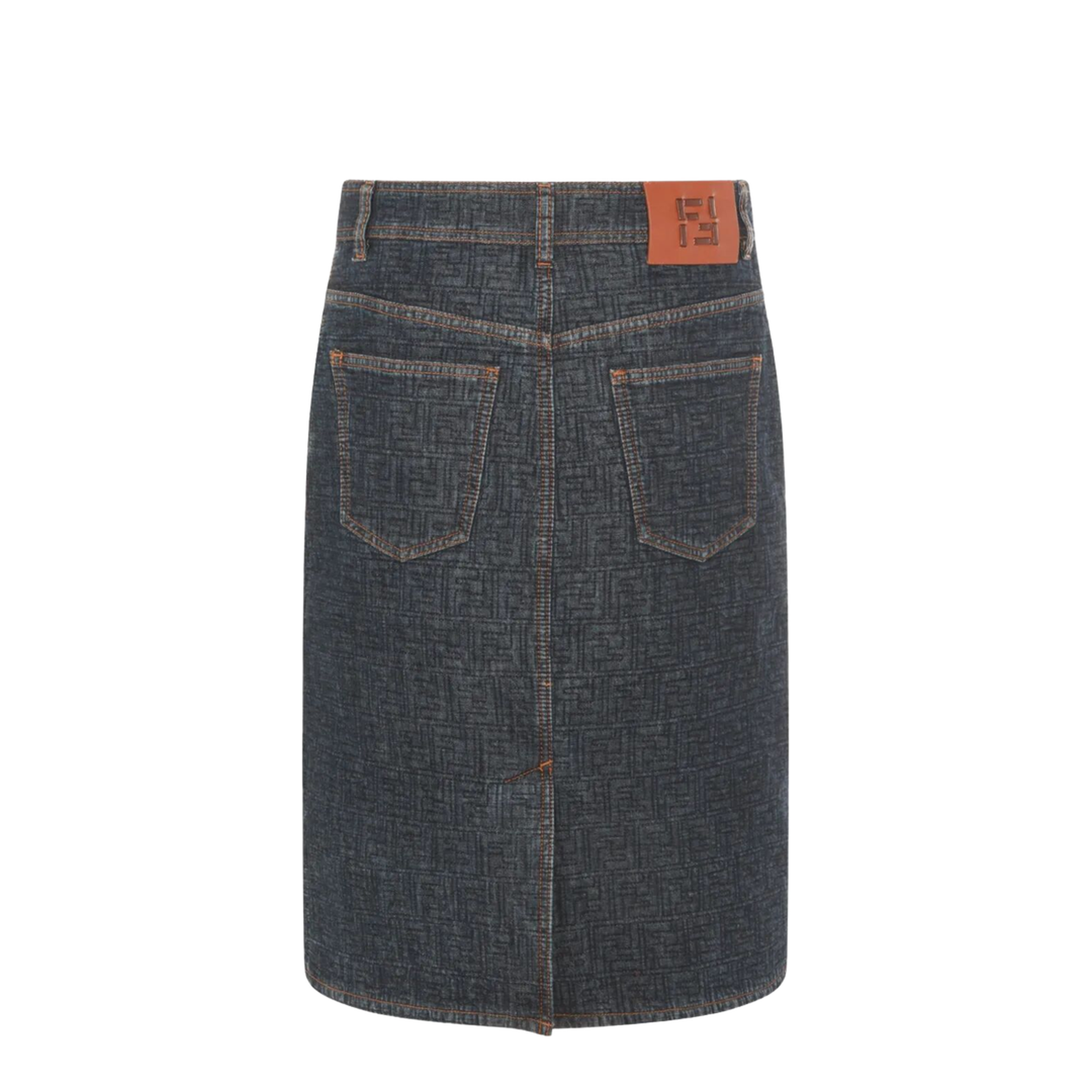 MAYFEYR - Fendi - Flared Midi Denim Skirt With All-Over Quilted Motif - FLQ604AW82