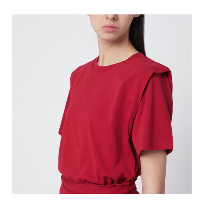 MAYFEYR - Isabel Marant - Cherry-Coloured Zelitos Cotton T-Shirt - TS0041FAA1N41I70CH