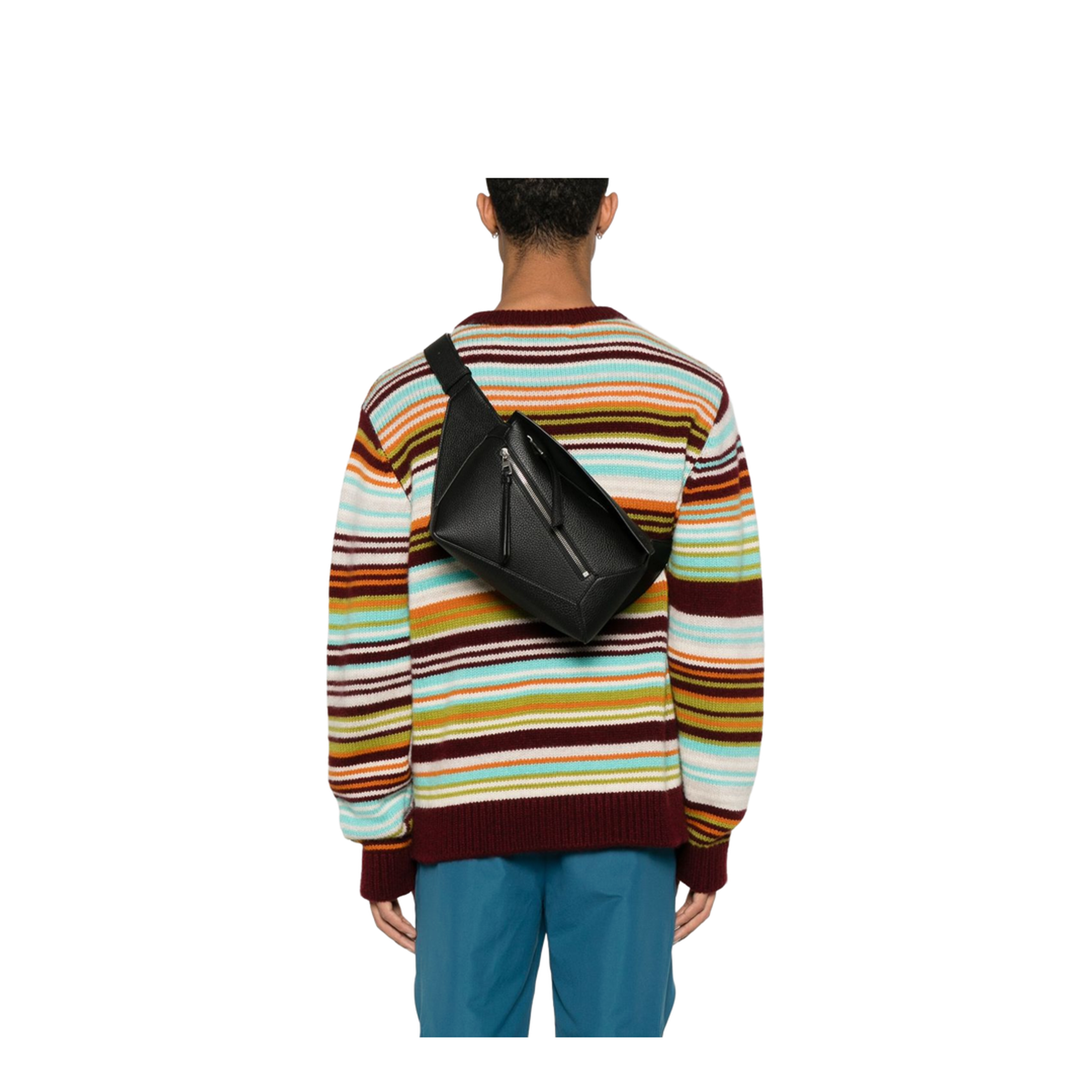 Puzzle Edge Small Calfskin Bumbag - Black