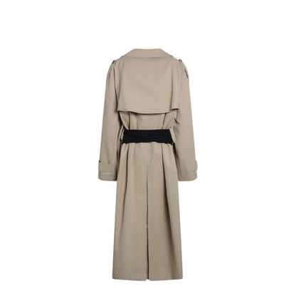 Beige Cotton Trench Coat with Gloves