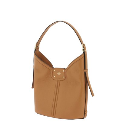Camel Leather Vlogo Handbag