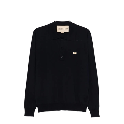 Midnight Blue Wool Polo Shirt