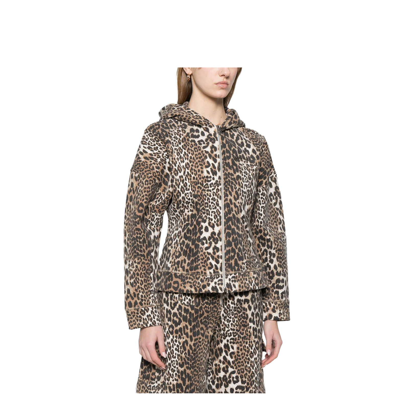 Leopard-Print Hooded Vest Brown