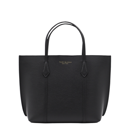 Perry Small Grained Leather Tote - Black