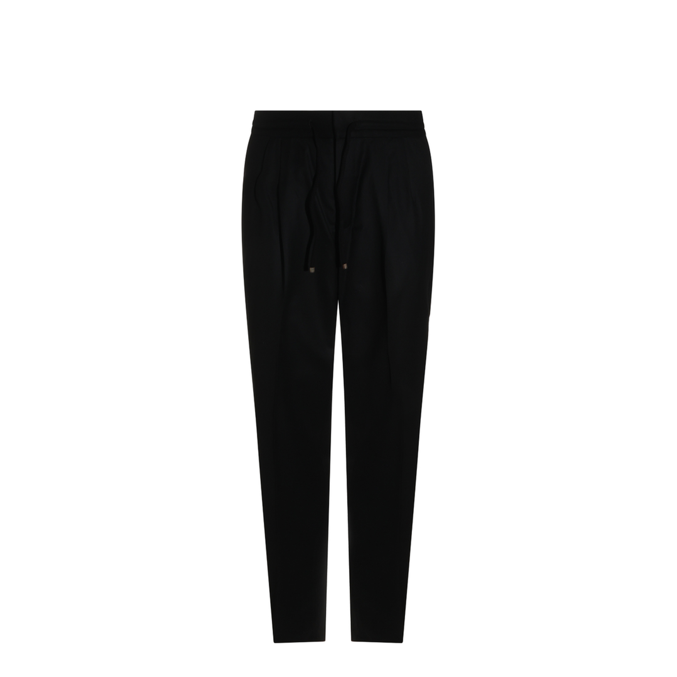 Leisure fit trousers in virgin wool flannel with drawstring and double darts