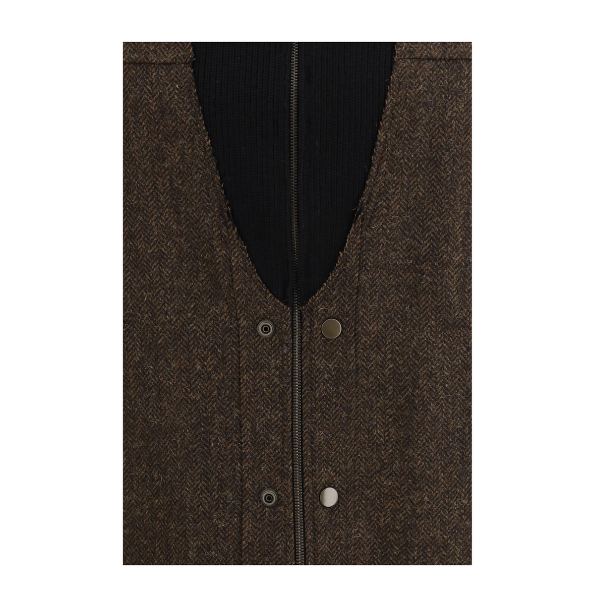 Zipped Herringbone Bomber Jacket