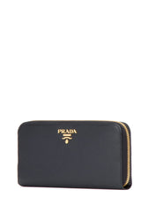 Saffiano Leather Long Zipped Wallet, Gold Hardware