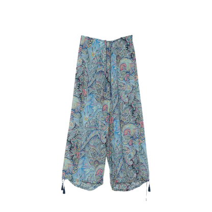 Printed Wide-Leg Trousers Blue