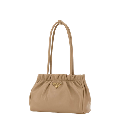 Beige Nappa Leather Shoulder Bag