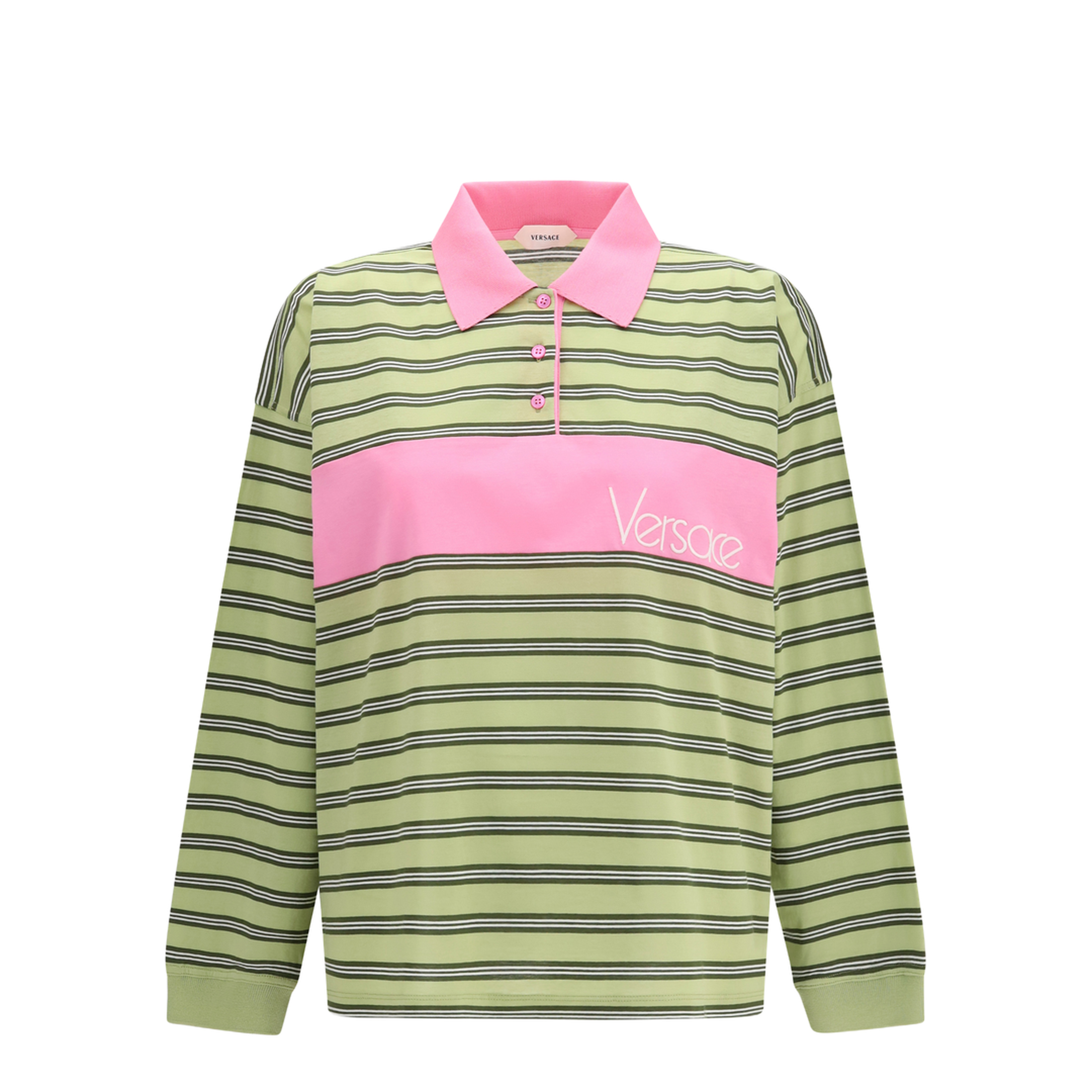 MAYFEYR - Versace - Striped Intarsia Cotton Polo With Embroidered Logo - 10259091A18439