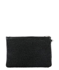 Raffia Clutch, Silver Hardware