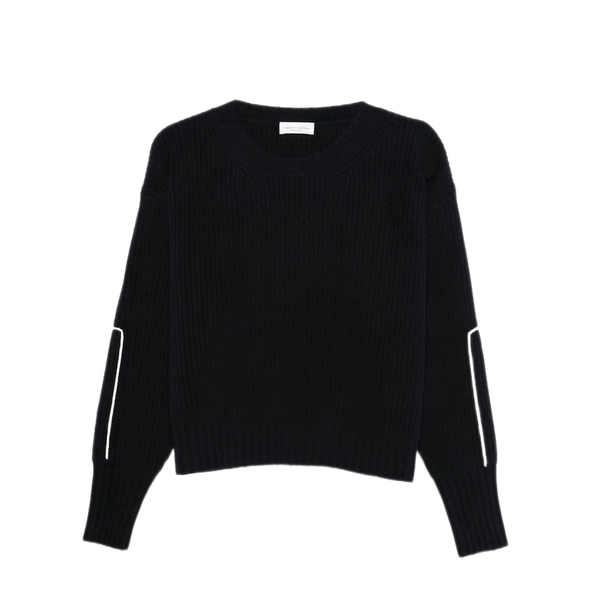 MAYFEYR - Roberto Collina - Crew Neck Ribbed Wool Sweater With Embroidery - B2020110