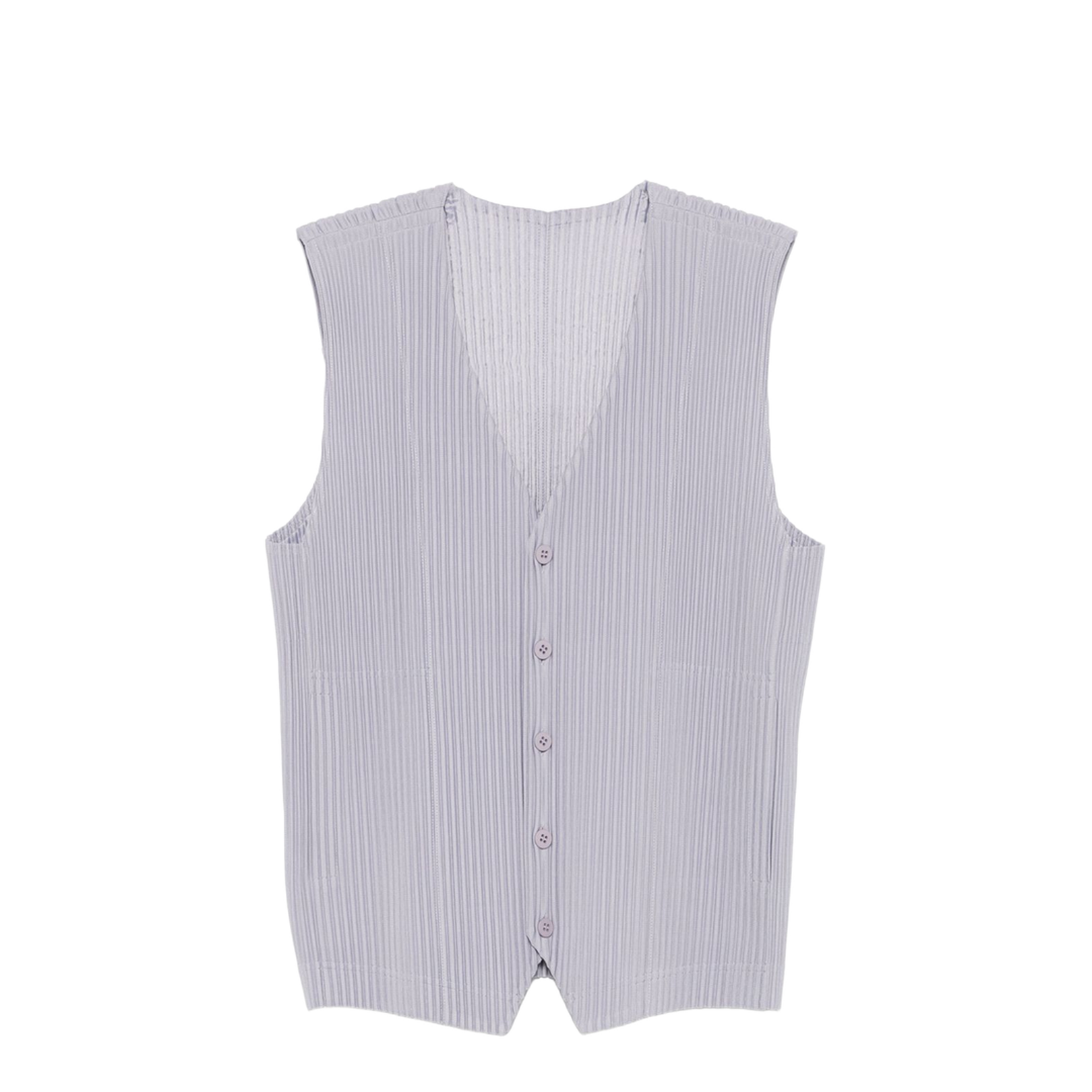 Grey Front Button Fastening V-Neck Sleeveless