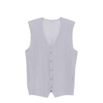 Grey Front Button Fastening V-Neck Sleeveless