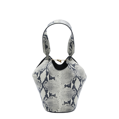 Lotus Mini Python-Embossed Calfskin Tote - Natural