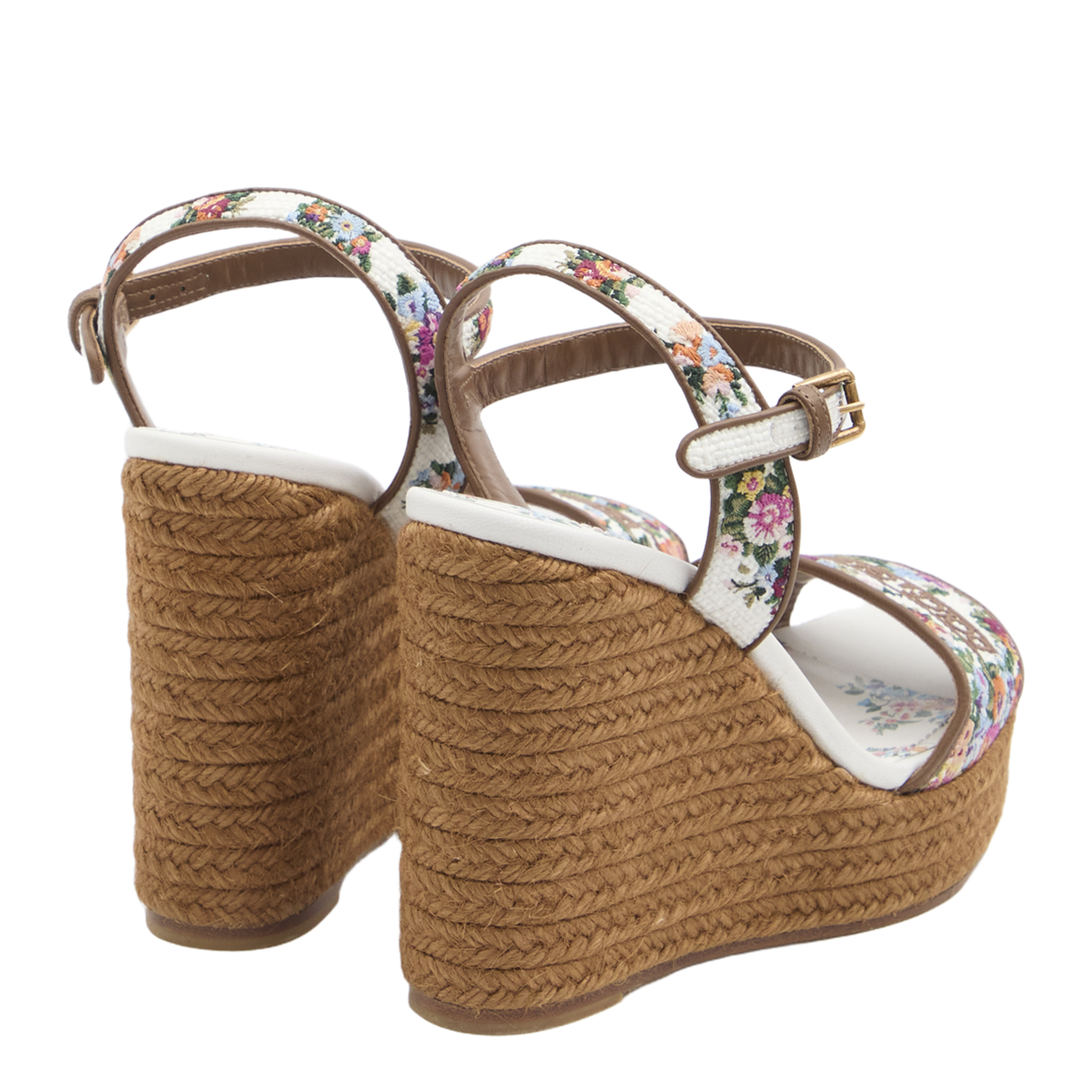 Wedge Sandals with Logo Embroidery