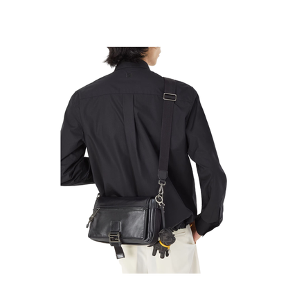 Flux Messenger Leather Crossbody Bag - Black