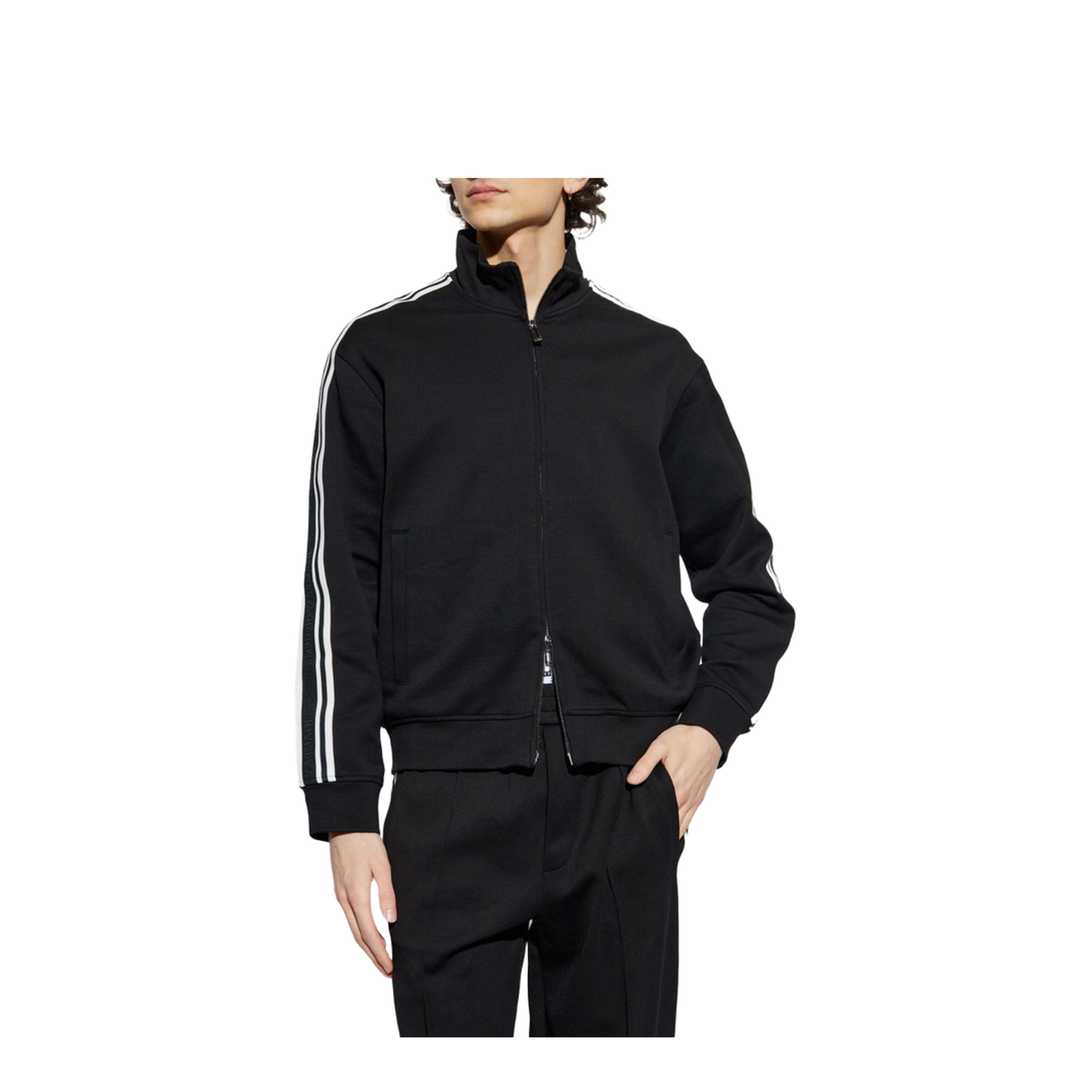 Full-zip Sweatshirt in Jersey with Logo Bands