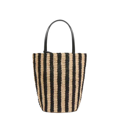Striped Raffia Shopping Bag