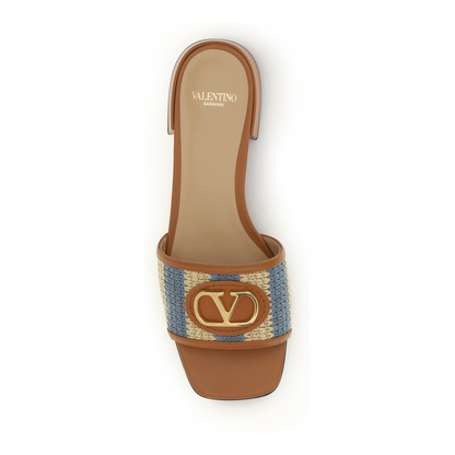 MAYFEYR - Valentino - Vlogo Signature Raffia Slide Sandals - 8W2S0LT0IPL