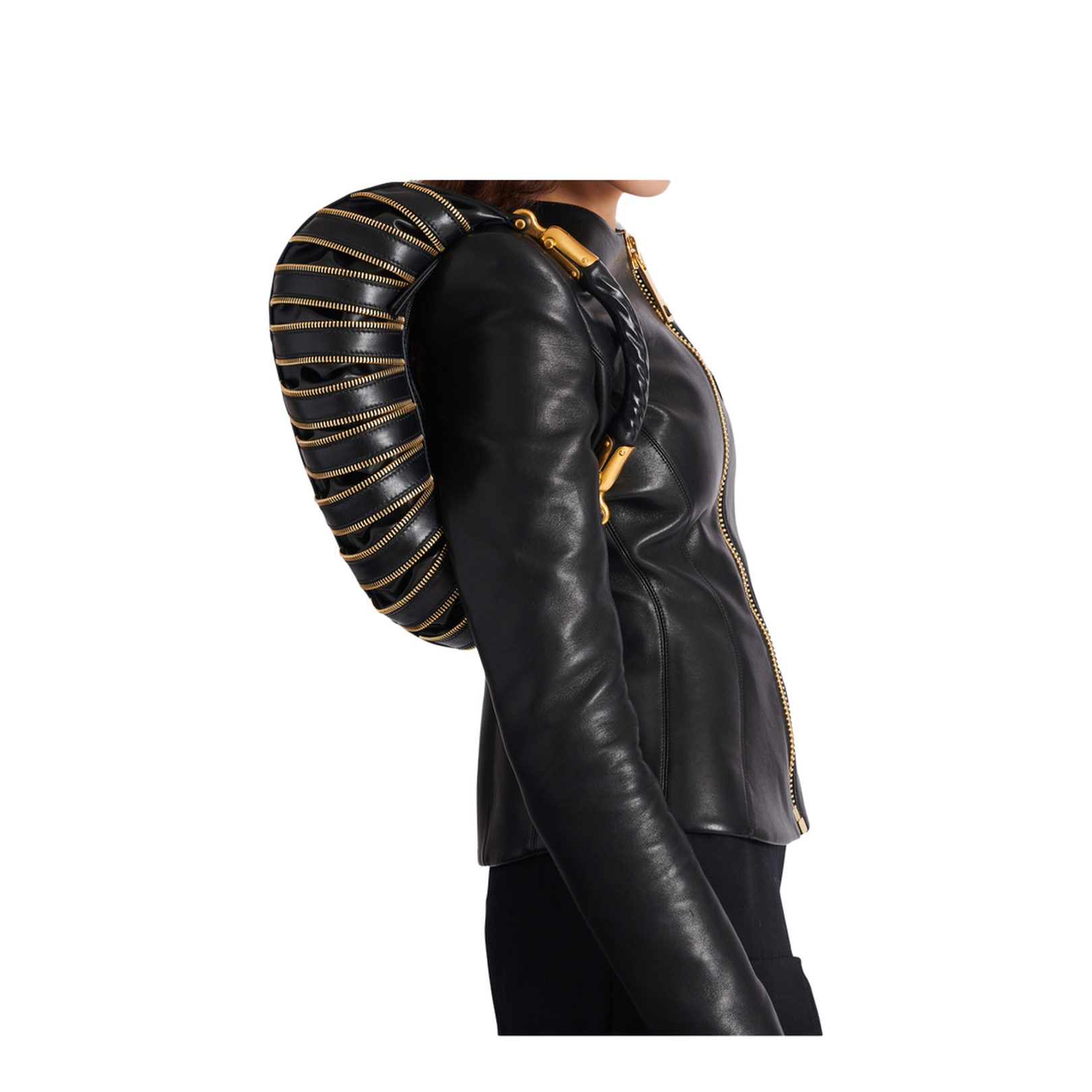 Medium Ebene Zips Bag in Calfskin Leather Black
