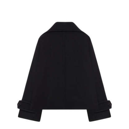 Oversized Wool Short Coat - Black