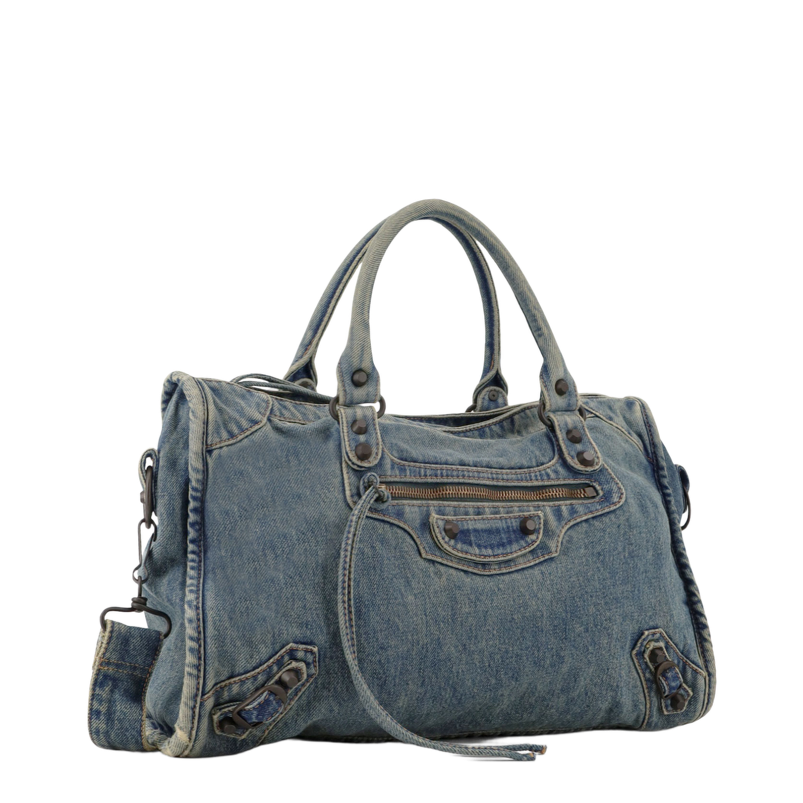 City Medium Denim Shoulder Bag