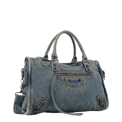 City Medium Denim Shoulder Bag