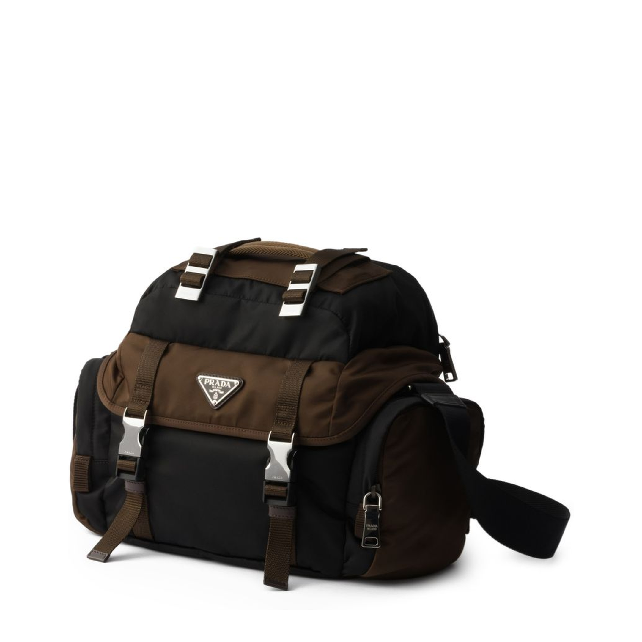 Re-Nylon Nylon & Leather Shoulder Bag - Black/Burnt