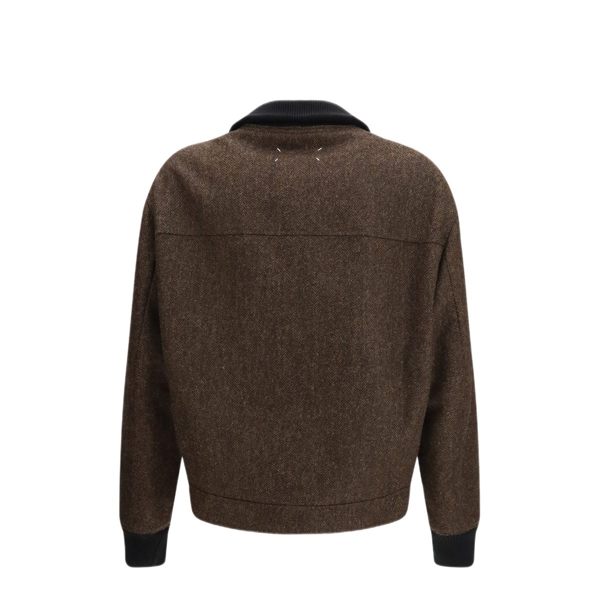 Zipped Herringbone Bomber Jacket