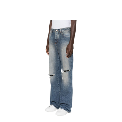 Ripped-Knees Bootcut Jeans