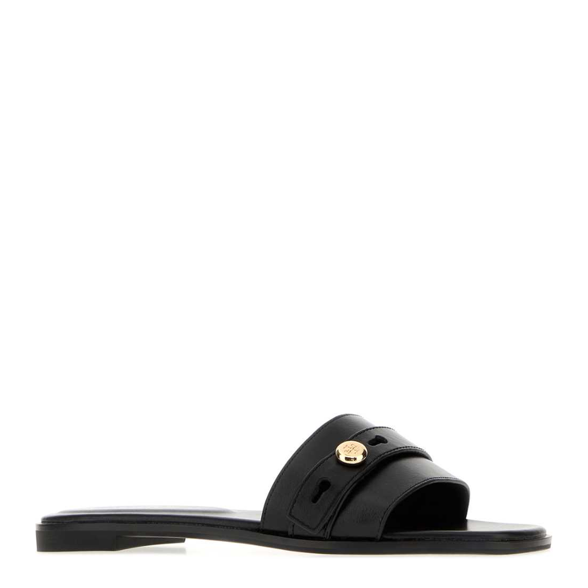 MAYFEYR - Tory Burch - Romy Slide Black Leather Slippers - 181993006