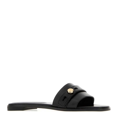 MAYFEYR - Tory Burch - Romy Slide Black Leather Slippers - 181993006