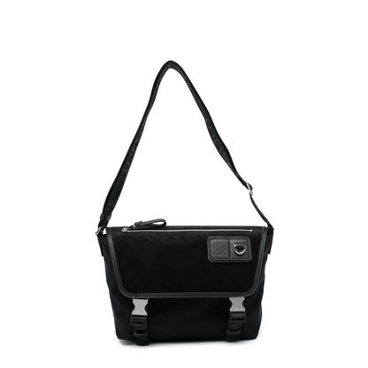 Flex Medium Canvas Messenger Bag - Black/Dark Gold