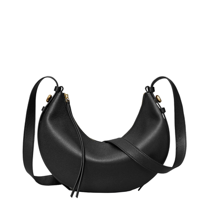 Romy Half Moon Bag Pebbled Leather Shoulder Bag - Black