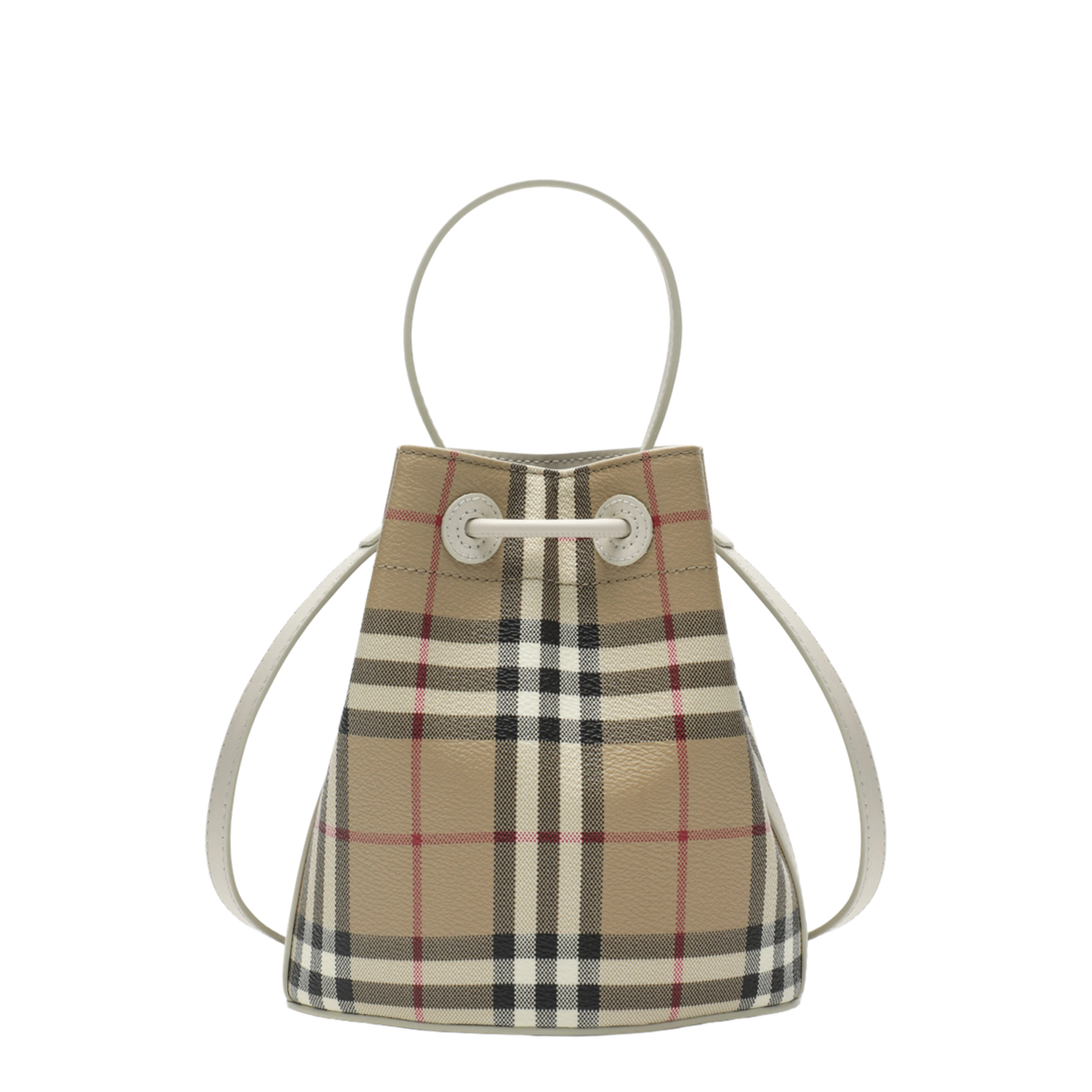 Mini Check Coated Textile Bucket Bag - Archive Beige/Soap Beige