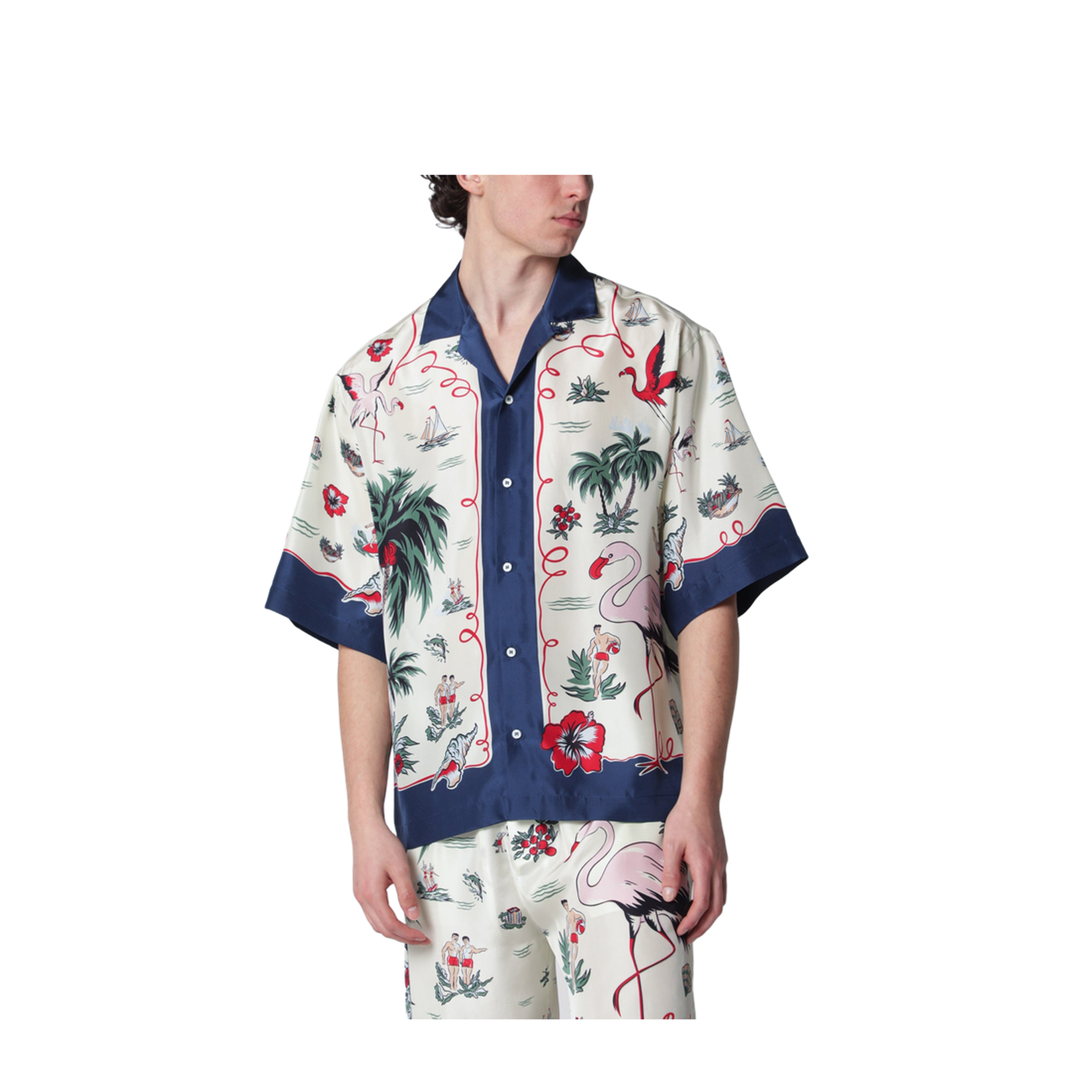 Aloha Souvenir Silk Bowling Shirt In Multicolor