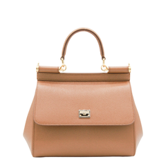 Sicily Small Calfskin Handbag - Brown