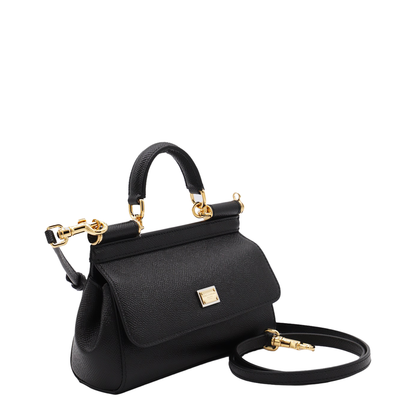 Sicily Small Calf Leather Top-Handle Bag - Nero