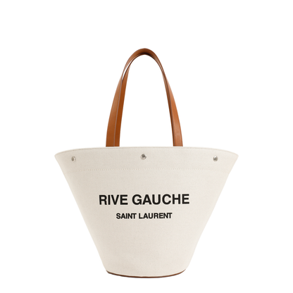 Rive Gauche Canvas Tote Bags - White