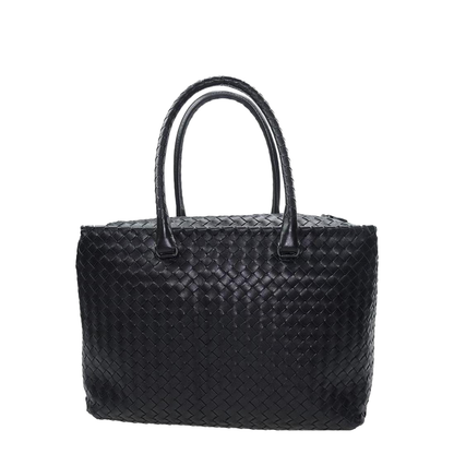 Intrecciato Small Leather Tote Bags - Black