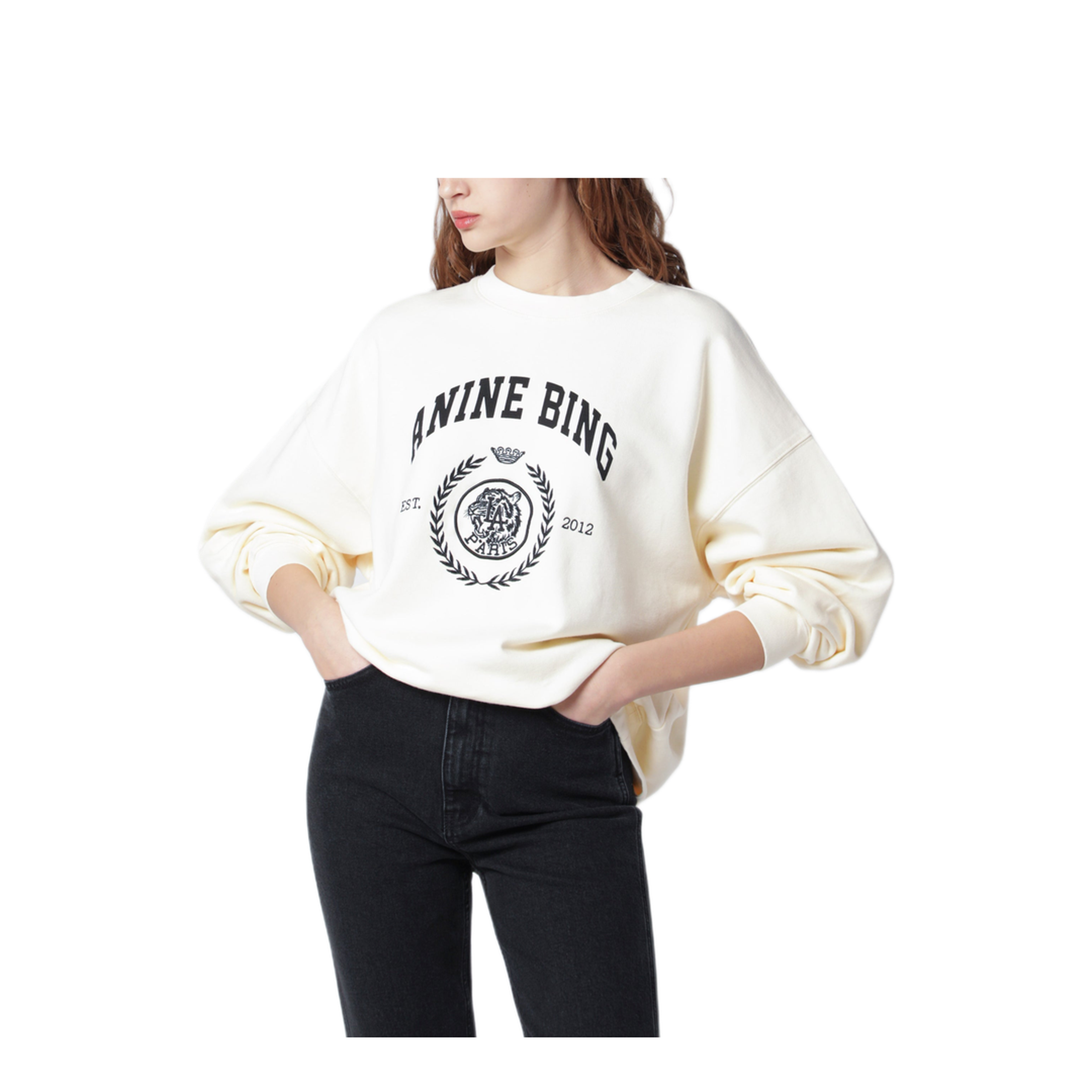 MAYFEYR - Anine Bing - Miles Collegiate Cream Sweatshirt - A-08-12486COWKHA3