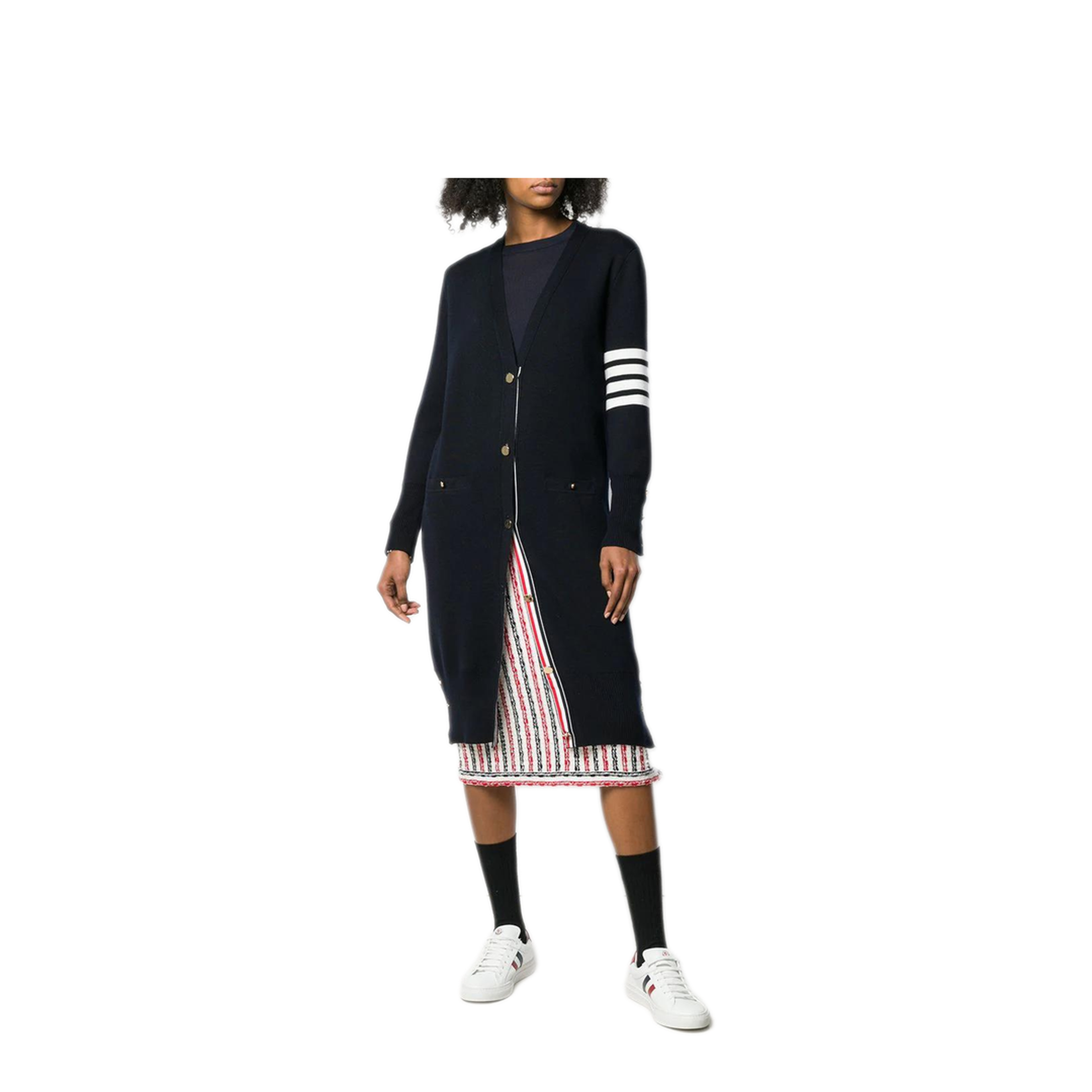 MAYFEYR - Thom Browne - Milano Stitch Long V Neck Cardigan In Fine Merino Wool - FKC289A00014415