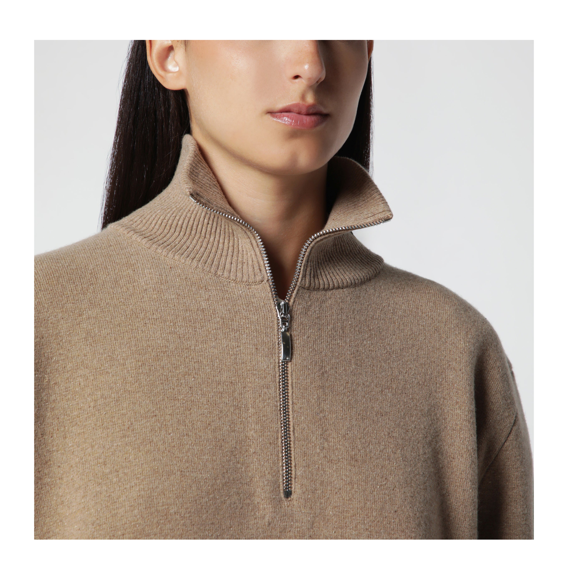MAYFEYR - Róhe - Camel Mouline Knit Zip Polo Shirt - 820-23-345WO260